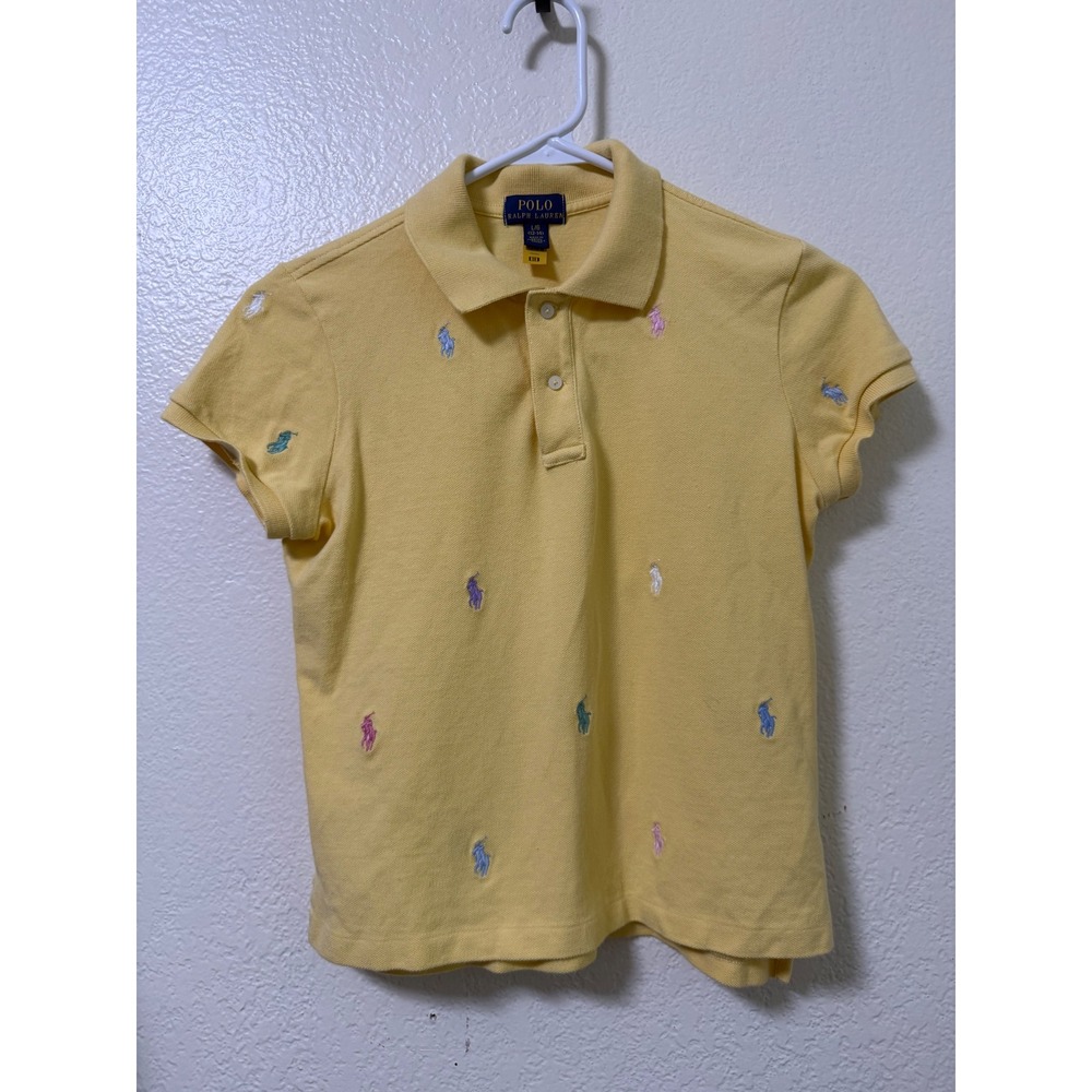 Polo Ralph Lauren Kids Yellow Multi All Over Pony Embroidered Polo Shirt L 12-14